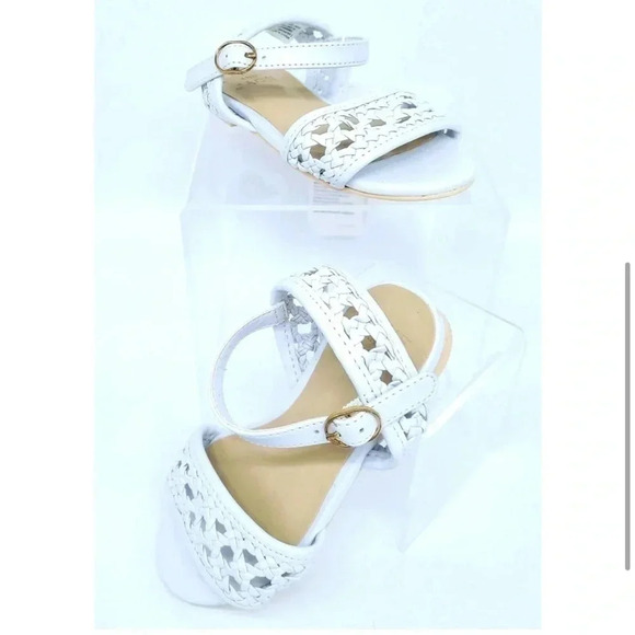 JACK AND JANIE GIRLS WHITE BASKETWEAVE SANDALS SIZE 3.5 baby - Picture 4 of 5